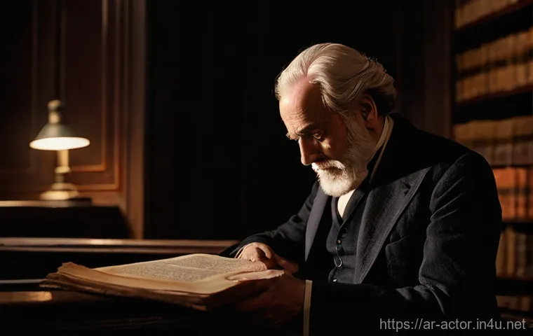 연극배우의 실전 연기 팁 - **Prompt:** A seasoned theater actor, dressed in elegant, modest stage attire, sits thoughtfully in ...