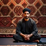 연극배우의 공연 전 루틴 - A focused Arab male actor preparing backstage for a theatrical performance, practicing deep breathin...